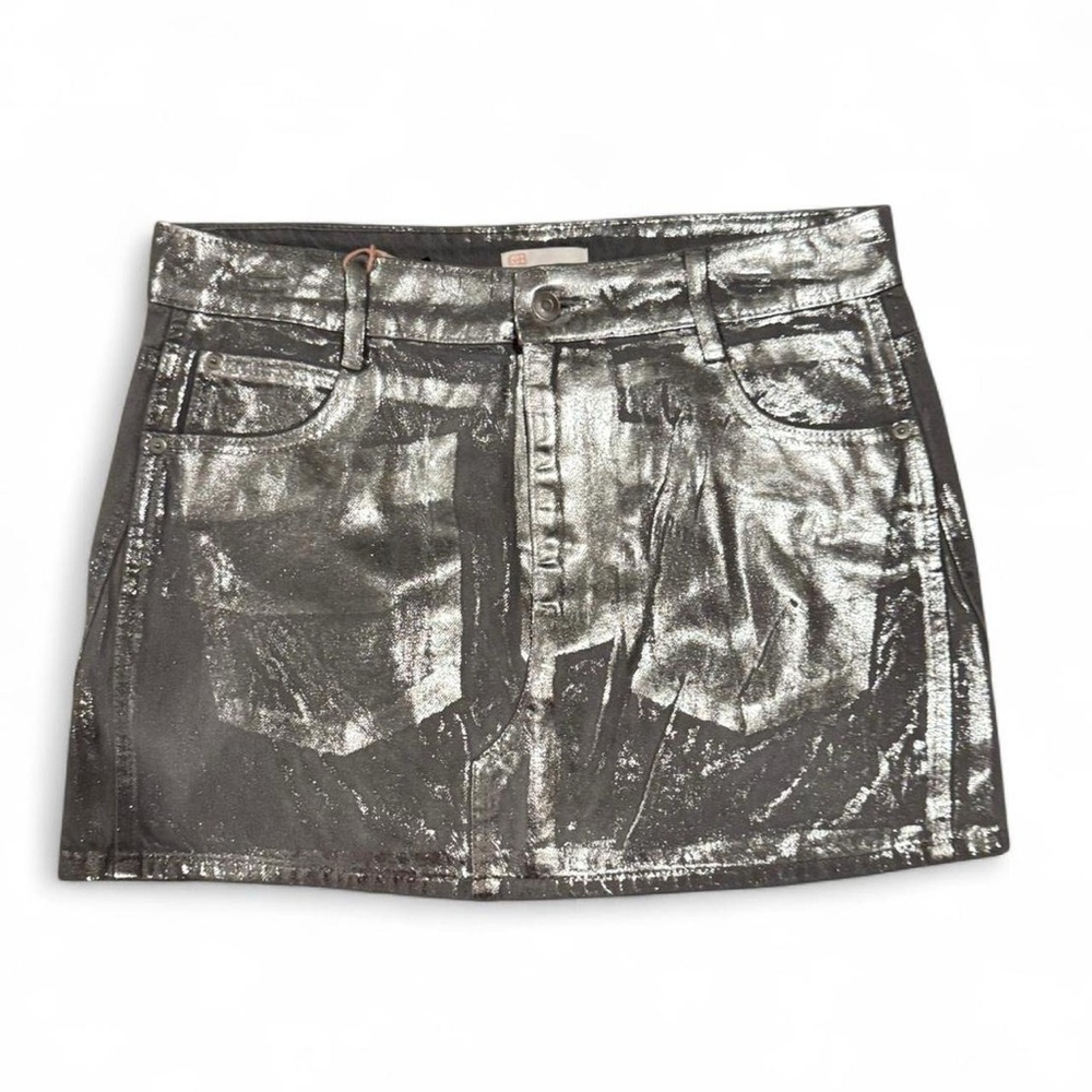 Gianni Bini Silver Embellished Mini Skirt Night Out